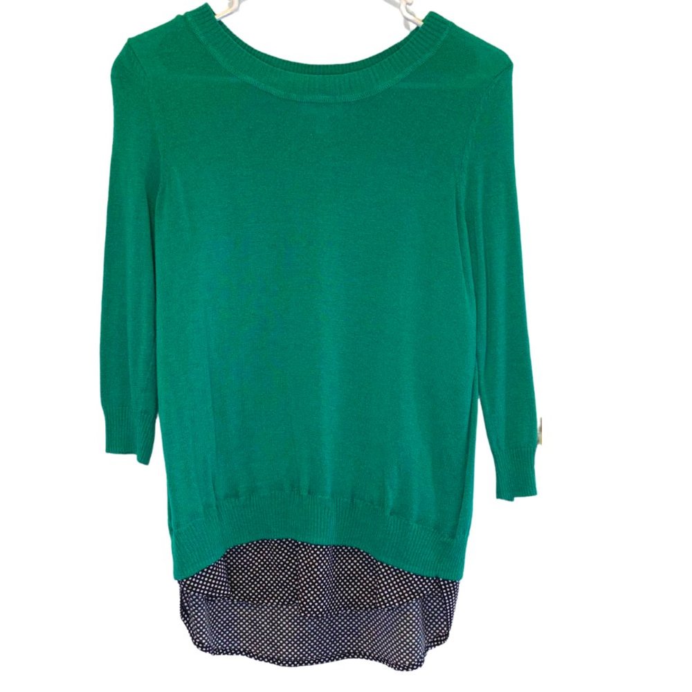 Susina Green Split Back Sweater Blouse (XS)